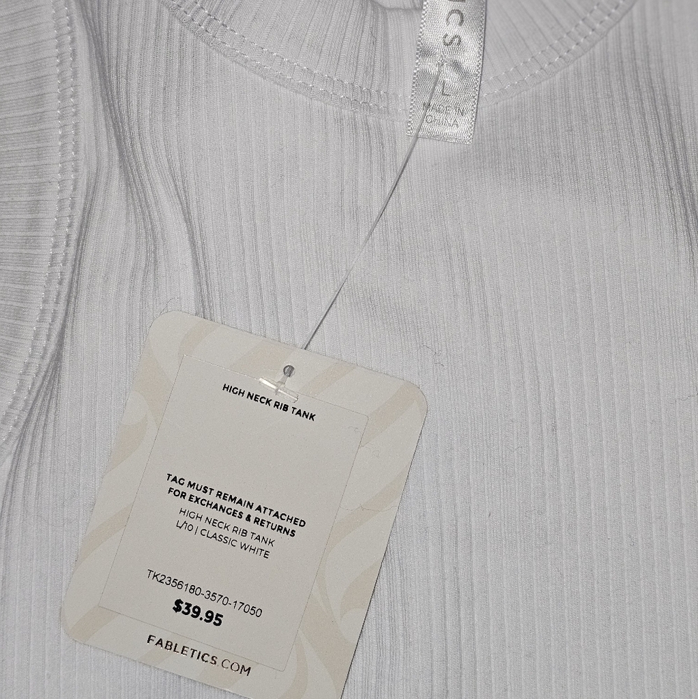 Fabletics White Ribbed Tank Top - Picture 3 of 3